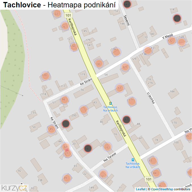 Mapa Tachlovice - Firmy v obci.