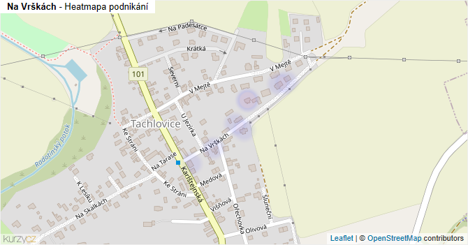 Na Vrškách - mapa podnikání