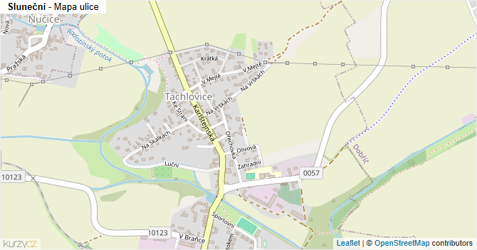 Sluneční - mapa ulice