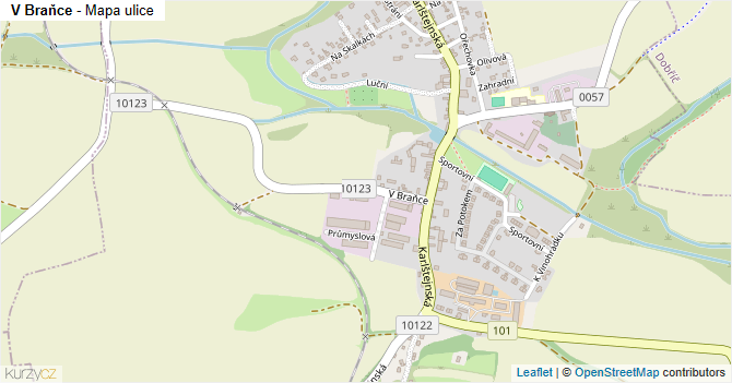 V Braňce - mapa ulice
