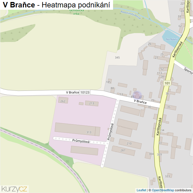 Mapa V Braňce - Firmy v ulici.