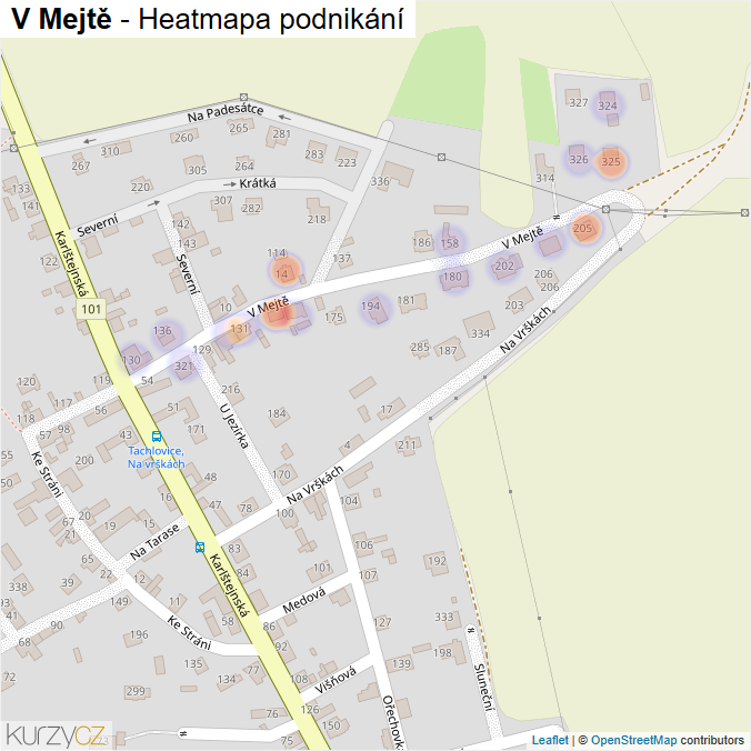Mapa V Mejtě - Firmy v ulici.