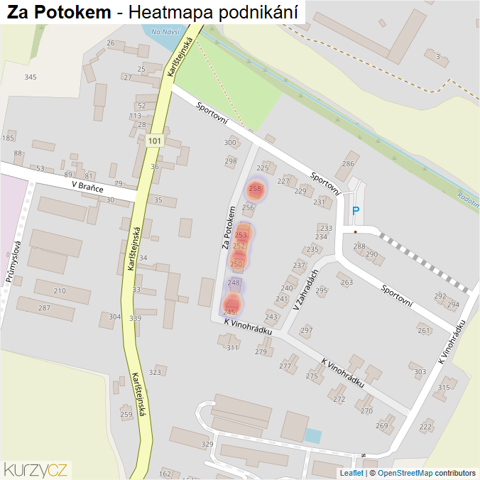 Mapa Za Potokem - Firmy v ulici.