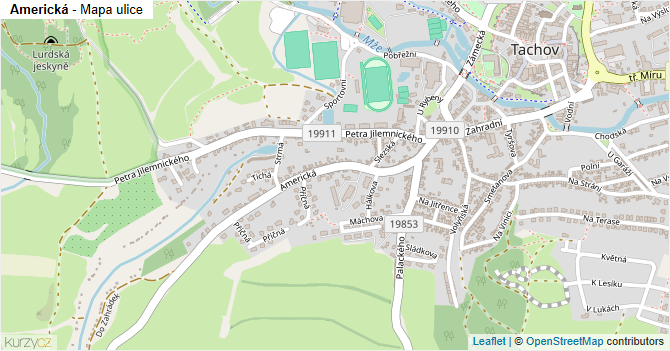 Americká - mapa ulice