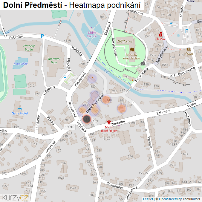 Mapa Dolní Předměstí - Firmy v ulici.