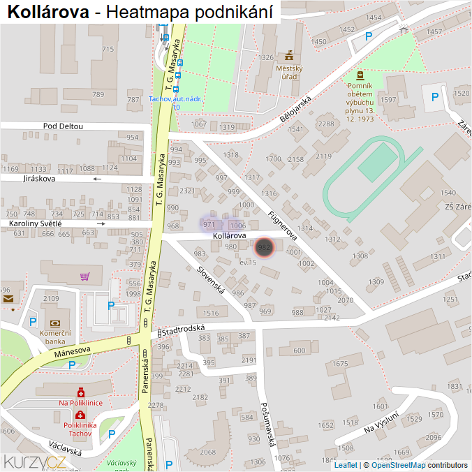 Mapa Kollárova - Firmy v ulici.
