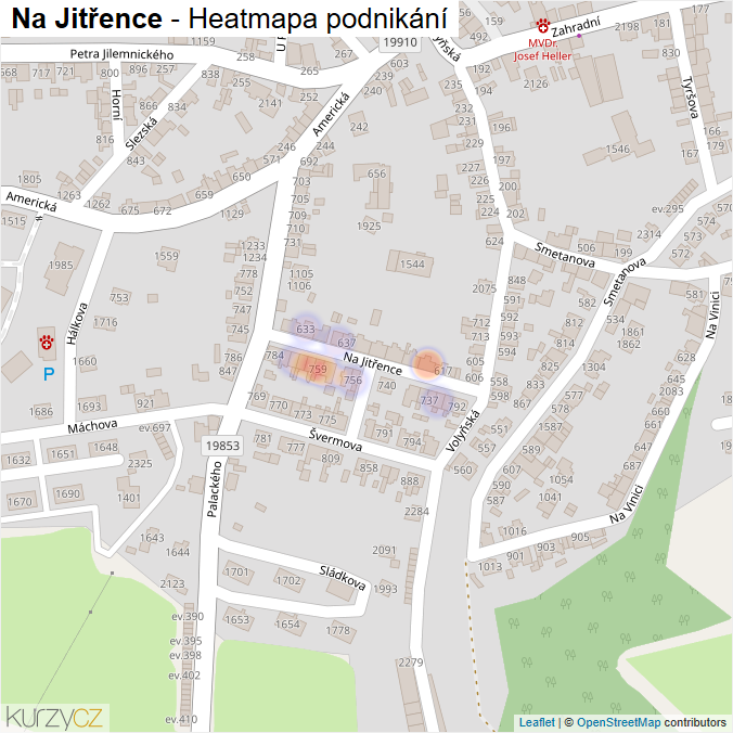 Mapa Na Jitřence - Firmy v ulici.