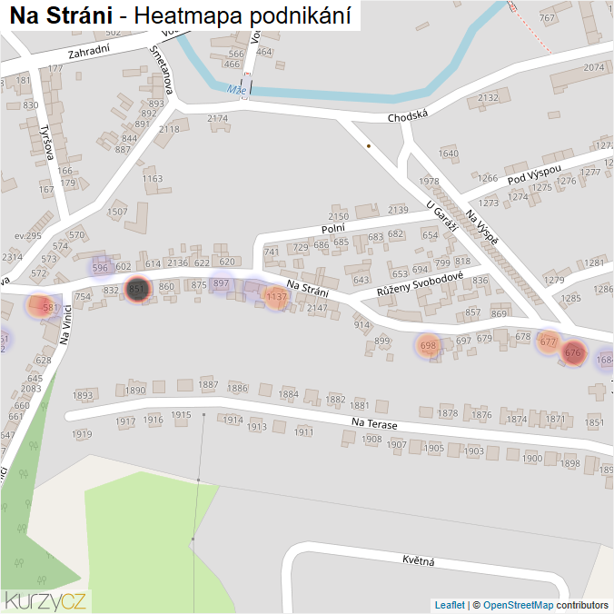 Mapa Na Stráni - Firmy v ulici.