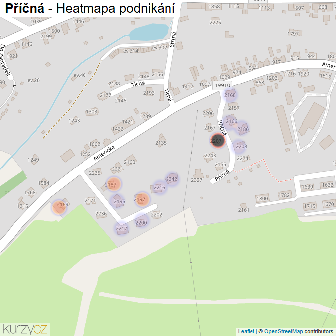 Mapa Příčná - Firmy v ulici.