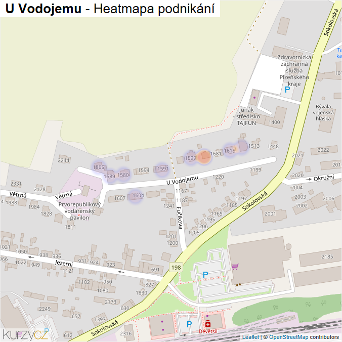 Mapa U Vodojemu - Firmy v ulici.