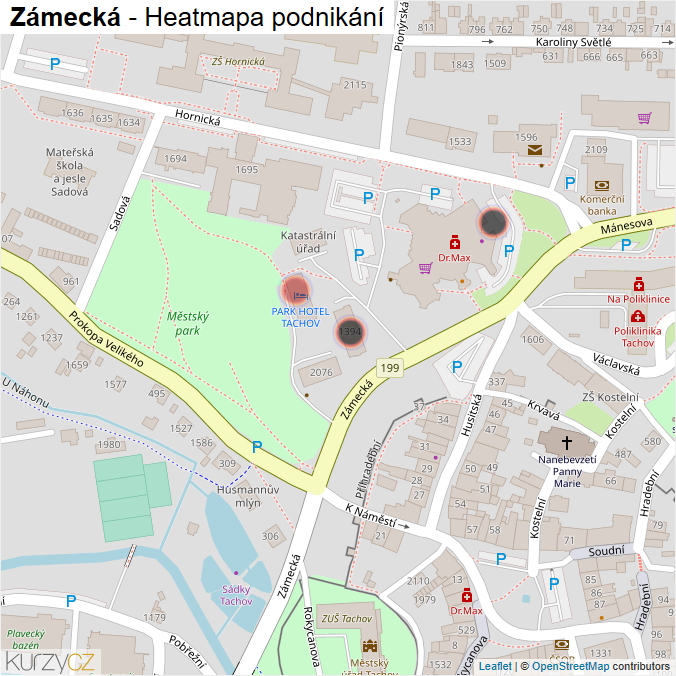 Mapa Zámecká - Firmy v ulici.