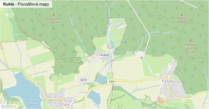 Kukle - záplavové mapy stoleté vody