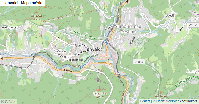 Tanvald - mapa města