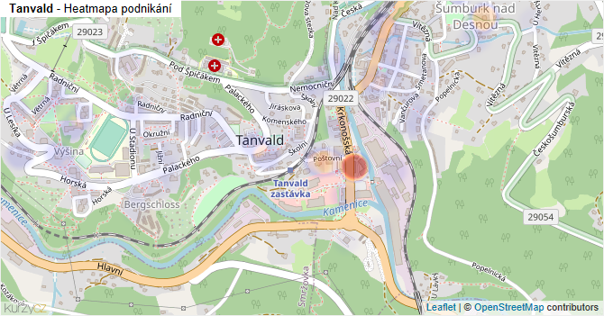 Tanvald - mapa podnikání