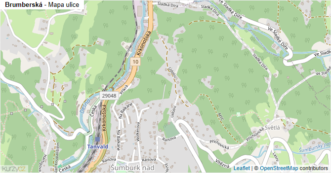 Brumberská - mapa ulice