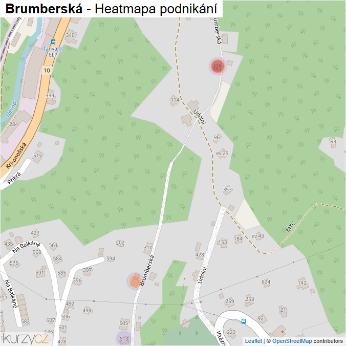 Mapa Brumberská - Firmy v ulici.