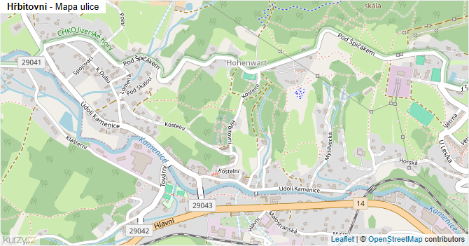 Hřbitovní - mapa ulice
