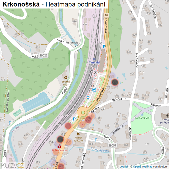 Mapa Krkonošská - Firmy v ulici.