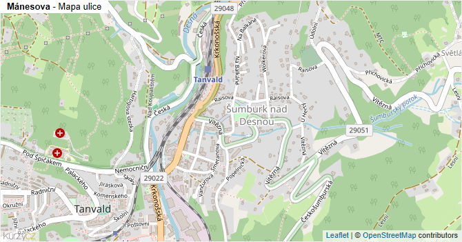 Mánesova - mapa ulice