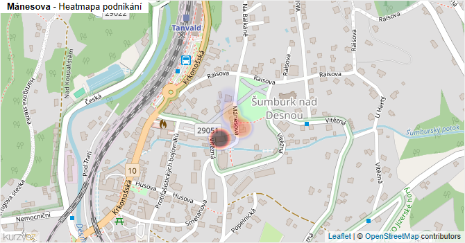 Mánesova - mapa podnikání