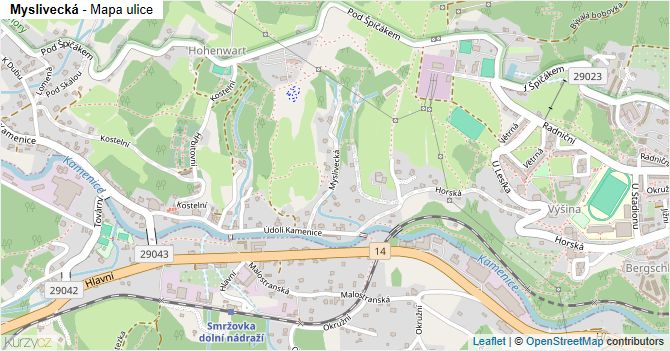 Myslivecká - mapa ulice