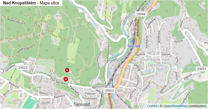Nad Koupalištěm - mapa ulice