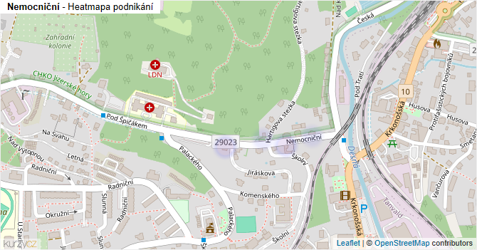 Nemocniční - mapa podnikání