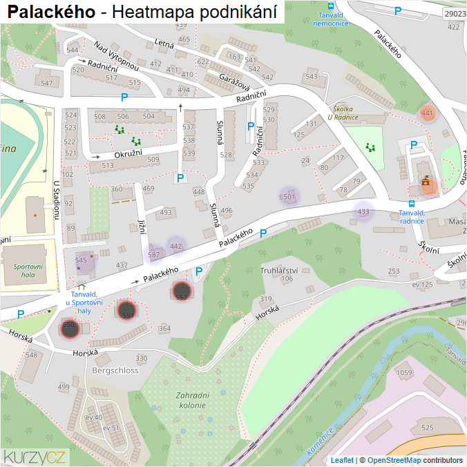 Mapa Palackého - Firmy v ulici.