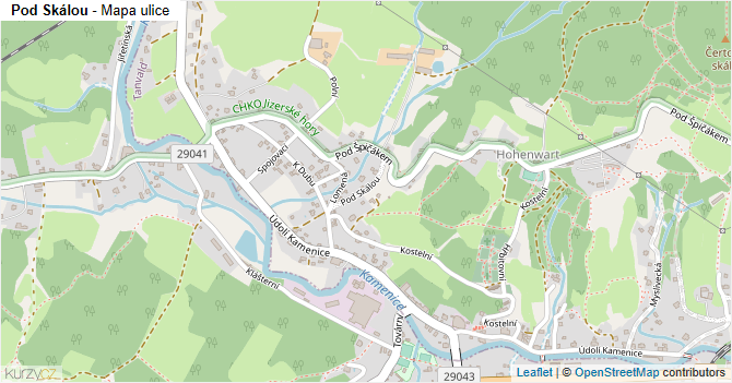 Pod Skálou - mapa ulice