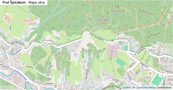 Pod Špičákem - mapa ulice