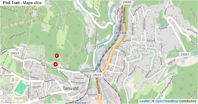 Pod Tratí - mapa ulice
