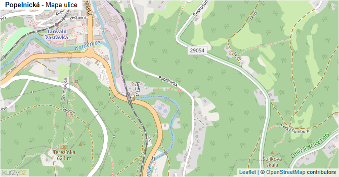 Popelnická - mapa ulice