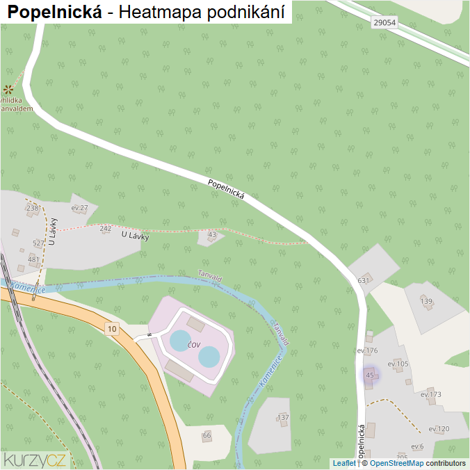 Mapa Popelnická - Firmy v ulici.
