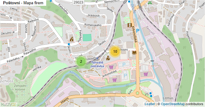 Poštovní - mapa firem