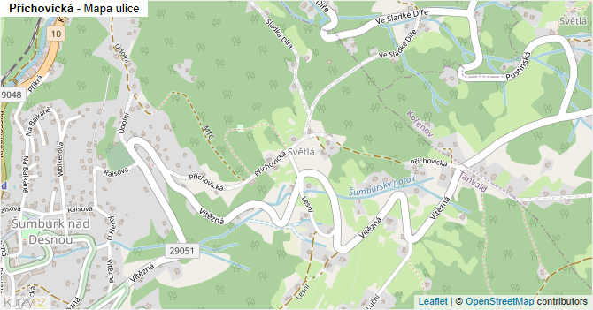 Příchovická - mapa ulice