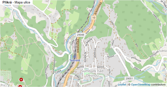 Příkrá - mapa ulice