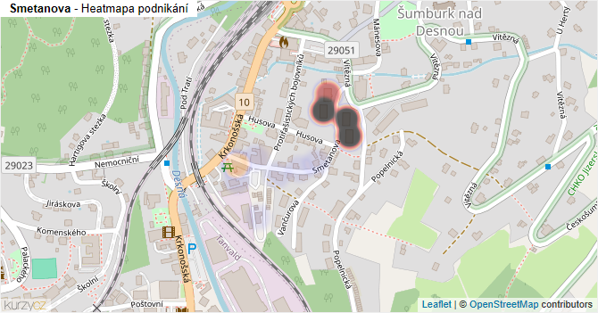 Smetanova - mapa podnikání