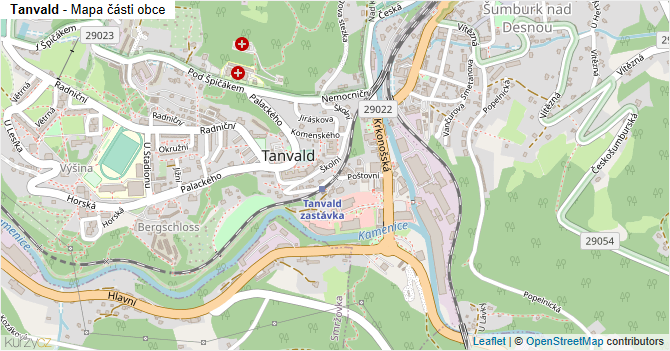 Tanvald - mapa části obce