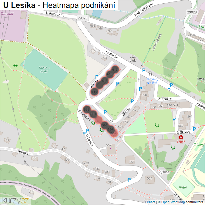 Mapa U Lesíka - Firmy v ulici.