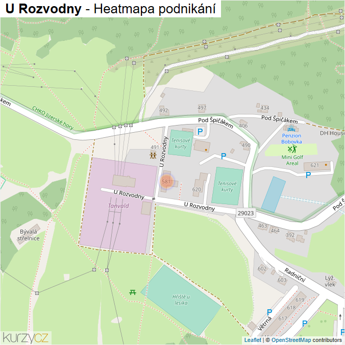 Mapa U Rozvodny - Firmy v ulici.