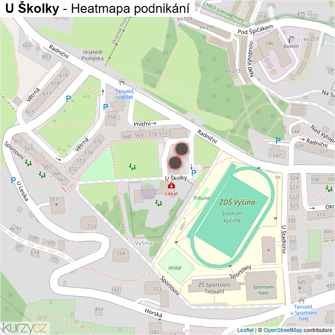 Mapa U Školky - Firmy v ulici.