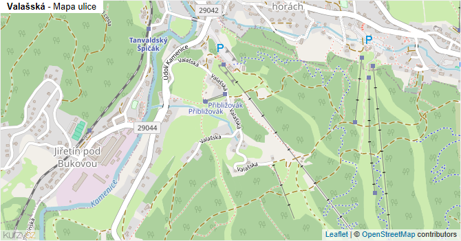 Valašská - mapa ulice