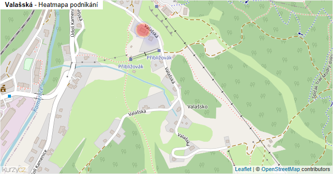 Valašská - mapa podnikání
