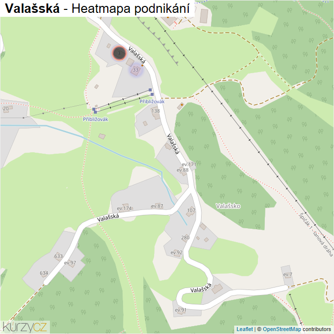 Mapa Valašská - Firmy v ulici.