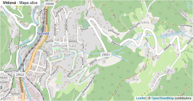 Vítězná - mapa ulice