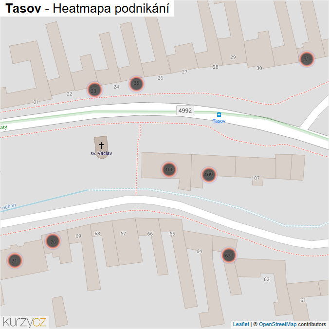 Mapa Tasov - Firmy v obci.