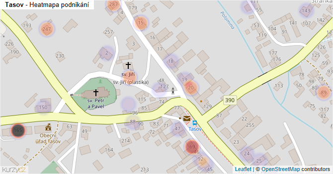 Tasov - mapa podnikání