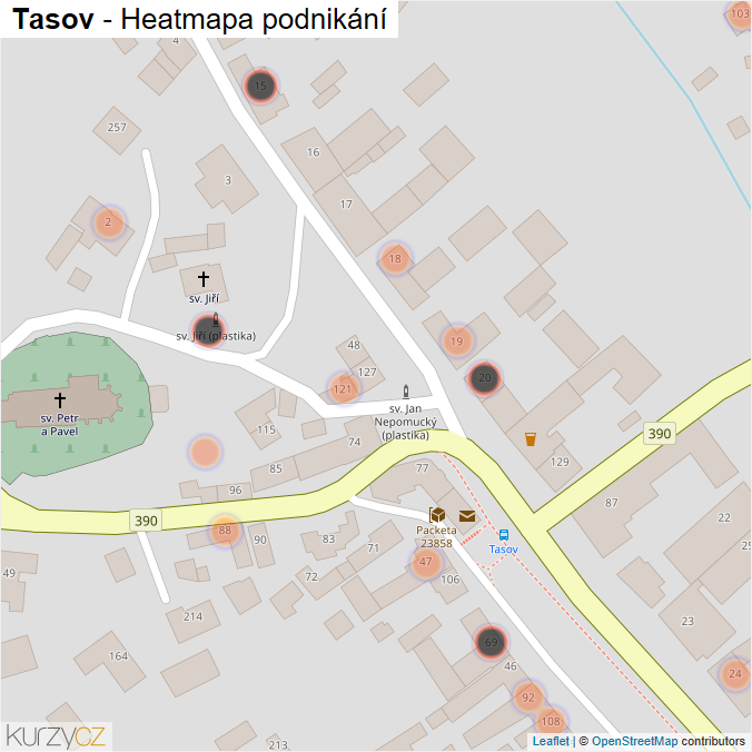 Mapa Tasov - Firmy v obci.