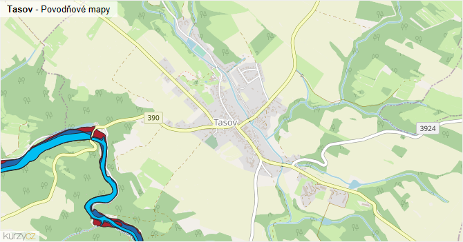 Tasov - záplavové mapy stoleté vody