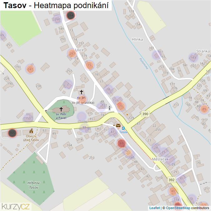 Mapa Tasov - Firmy v části obce.